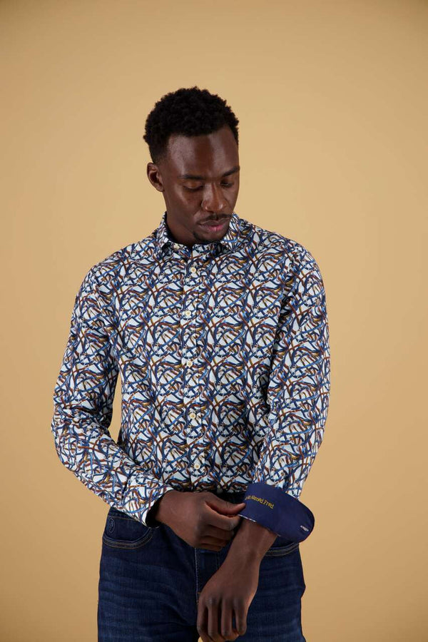 A Fish Named Fred Shirt Carabiner Ropes | Blue Multi - Caswell's Fine Menswear