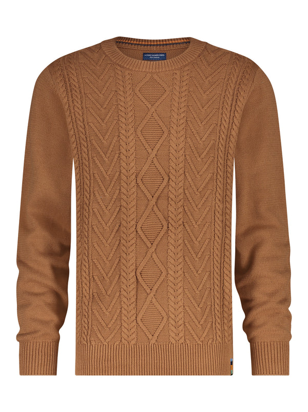 A Fish Named Fred Cable Pullover | Rust - Caswell's Fine Menswear