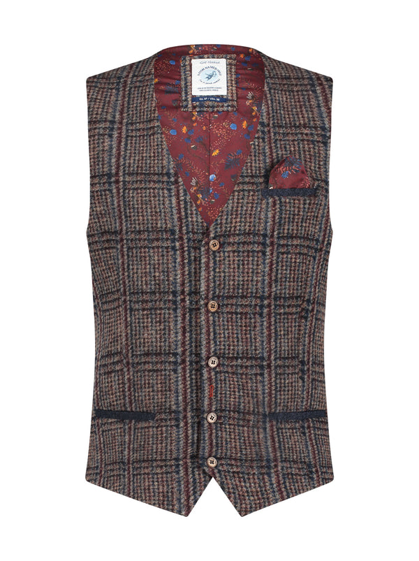 A Fish Named Fred Waistcoat/Vest Check | Multi - Caswell's Fine Menswear