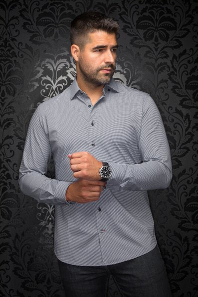 Au Noir Shirt Alexander Extra Stretch PDP, Black - Caswell's Fine Menswear