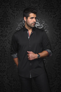 Au Noir 360° Stretch Shirt | BERNADO, Black - Caswell's Fine Menswear