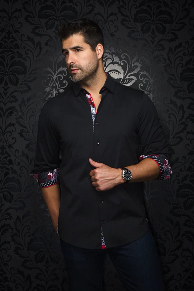 Au Noir 360° Stretch Shirt | NELSON, Black - Caswell's Fine Menswear
