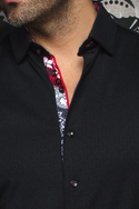 Au Noir 360° Stretch Shirt | NELSON, Black - Caswell's Fine Menswear