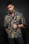 Au Noir 360° Stretch Shirt | ALBORI, Black Gold - Caswell's Fine Menswear