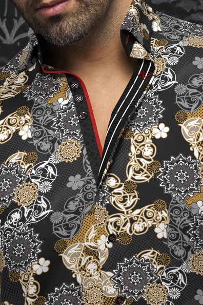 Au Noir 360° Stretch Shirt | ALBORI, Black Gold - Caswell's Fine Menswear