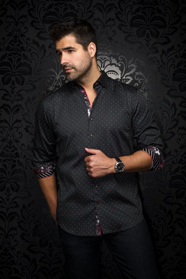 Au Noir Shirt | LANZANI, Black Red - Caswell's Fine Menswear