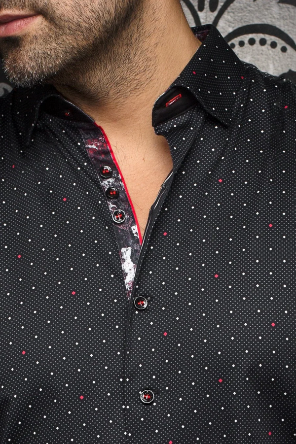 Au Noir Shirt | LANZANI, Black Red - Caswell's Fine Menswear