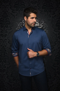Au Noir 360° Stretch Shirt | BERNADO, Blue - Caswell's Fine Menswear