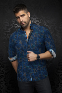 Au Noir Shirt | ARIENZO, Blue - Caswell's Fine Menswear