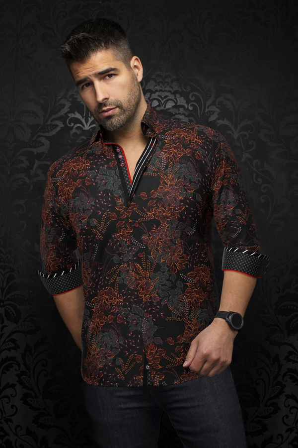 Au Noir 360° Stretch Shirt | BECKETT, Burgandy - Caswell's Fine Menswear