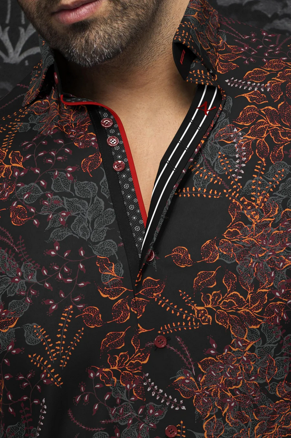 Au Noir 360° Stretch Shirt | BECKETT, Burgandy - Caswell's Fine Menswear