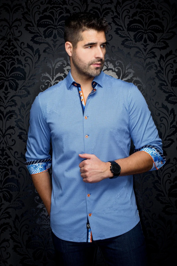 Au Noir Stretch Knit Shirt| MIRON, Indigo - Caswell's Fine Menswear