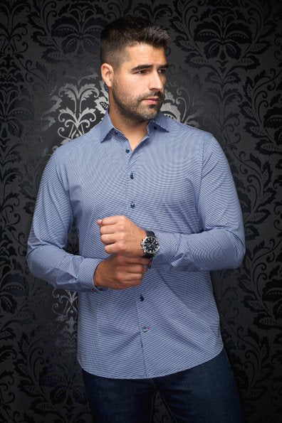 Au Noir Shirt Alexander Extra Stretch PDP, Navy - Caswell's Fine Menswear