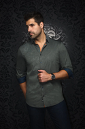 Au Noir 360° Stretch Shirt | DUNN, Olive - Caswell's Fine Menswear