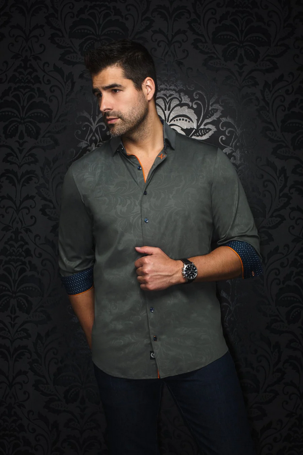Au Noir 360° Stretch Shirt | DUNN, Olive - Caswell's Fine Menswear