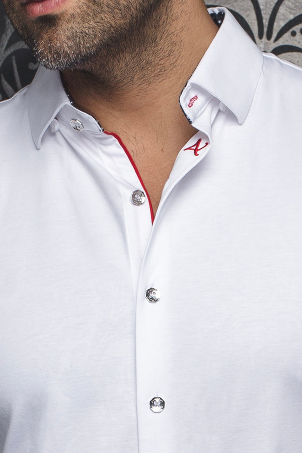 Au Noir 360° Stretch Shirt | DUNN, White - Caswell's Fine Menswear