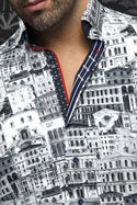 Au Noir 360° Stretch Shirt  | ETHAN, White/Blue - Caswell's Fine Menswear