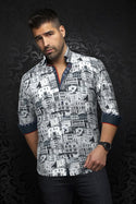 Au Noir 360° Stretch Shirt  | ETHAN, White/Blue - Caswell's Fine Menswear
