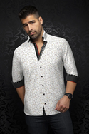 Au Noir 360° Stretch Shirt | MCBRYDE, White/Gold - Caswell's Fine Menswear