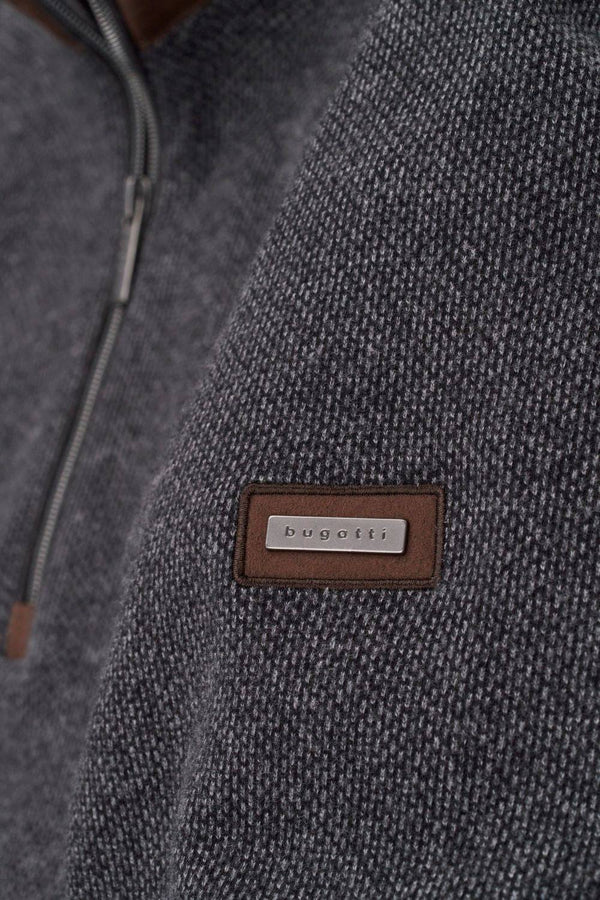 Bugatti Sweater 1/4 Zip | Charcoal - Caswell's Fine Menswear