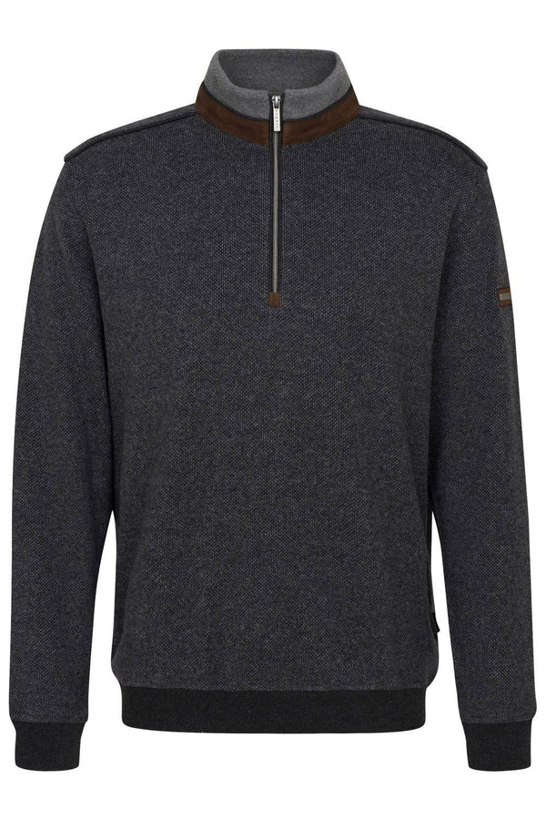 Bugatti Sweater 1/4 Zip | Charcoal - Caswell's Fine Menswear