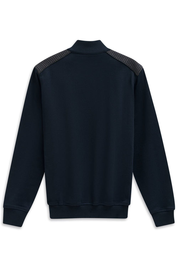 Bugatti i Sweater Button Mock | Navy/Brown