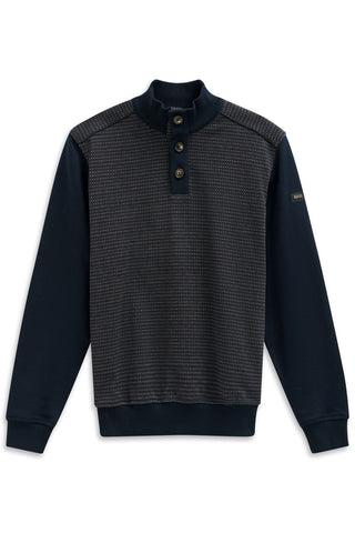 Bugatti i Sweater Button Mock | Navy/Brown