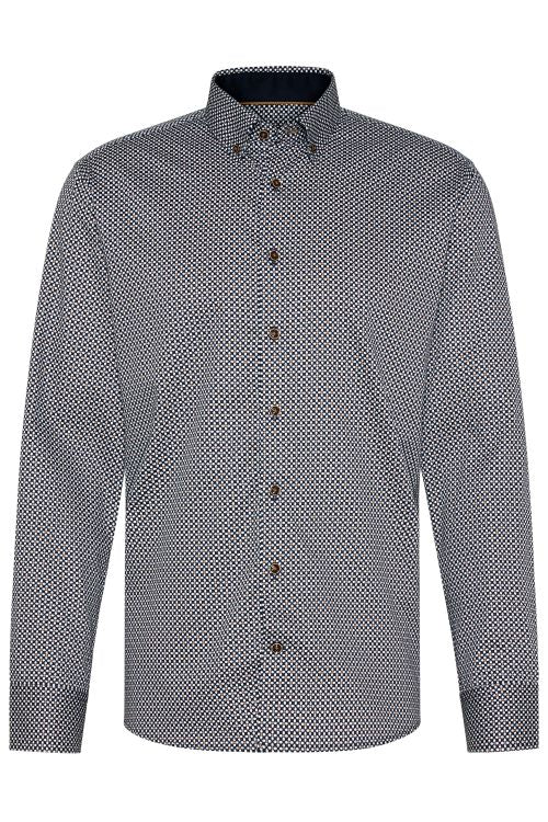 Bugatti Long Sleeve Shirt, Brown - Caswell's Fine Menswear