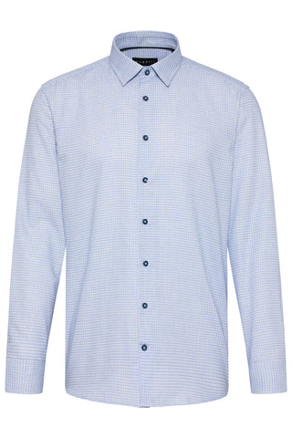Bugatti Shirt Long Sleeve, White/Blue - Caswell's Fine Menswear