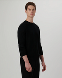 Bugatchi Super Merino Solid Crew Neck Sweater, Caviar - Caswell's Fine Menswear