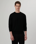 Bugatchi Super Merino Solid Crew Neck Sweater, Caviar - Caswell's Fine Menswear