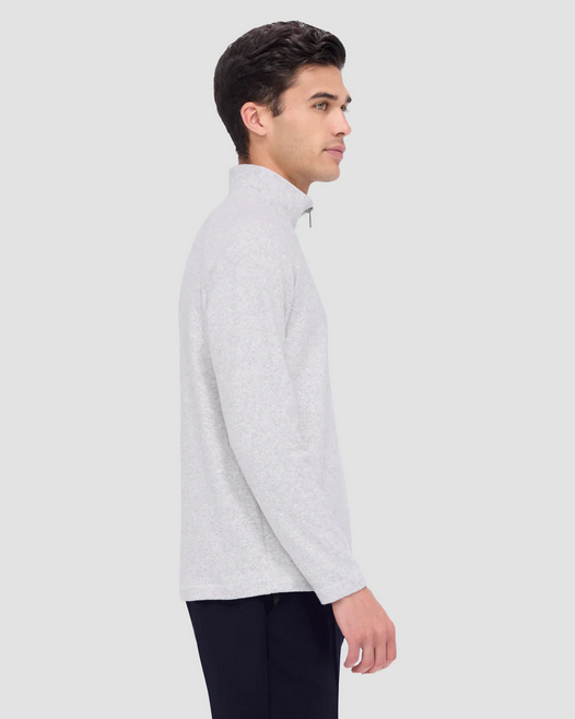 Bugatchi Diagonal Pinstripe Quarter Zip Pull Over | Cement - Caswell's Fine Menswear