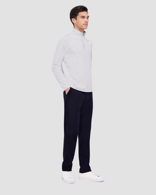 Bugatchi Diagonal Pinstripe Quarter Zip Pull Over | Cement - Caswell's Fine Menswear