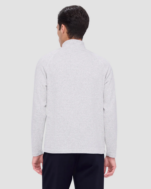 Bugatchi Diagonal Pinstripe Quarter Zip Pull Over | Cement - Caswell's Fine Menswear