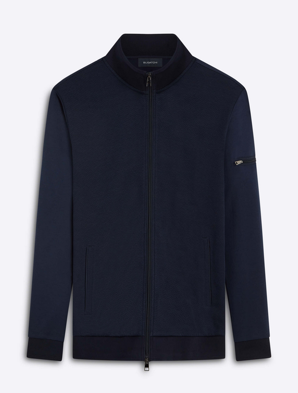 Bugatchi Sweater Full Zip, Navy - Caswell's Fine Menswear