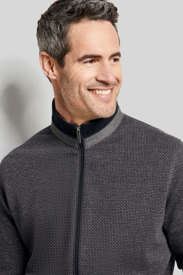 Bugatti Full Zip Sweater, Charcoal - Caswell's Fine Menswear