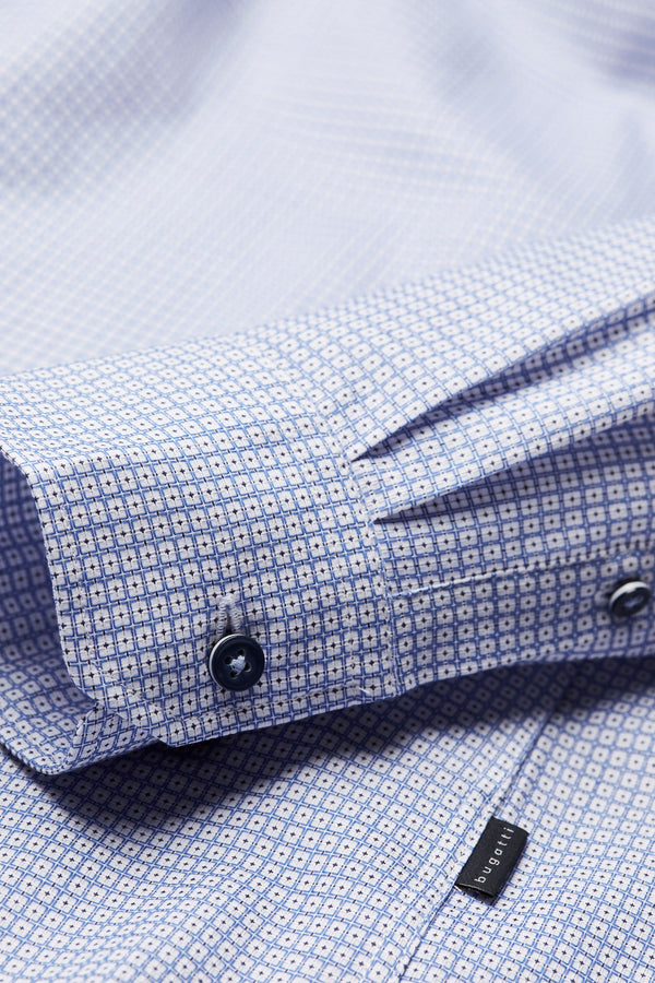 Bugatti Shirt Long Sleeve, White/Blue - Caswell's Fine Menswear