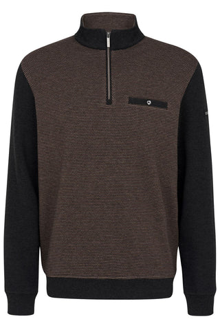 Bugatti Sweater 1/4 Zip | Brown - Caswell's Fine Menswear