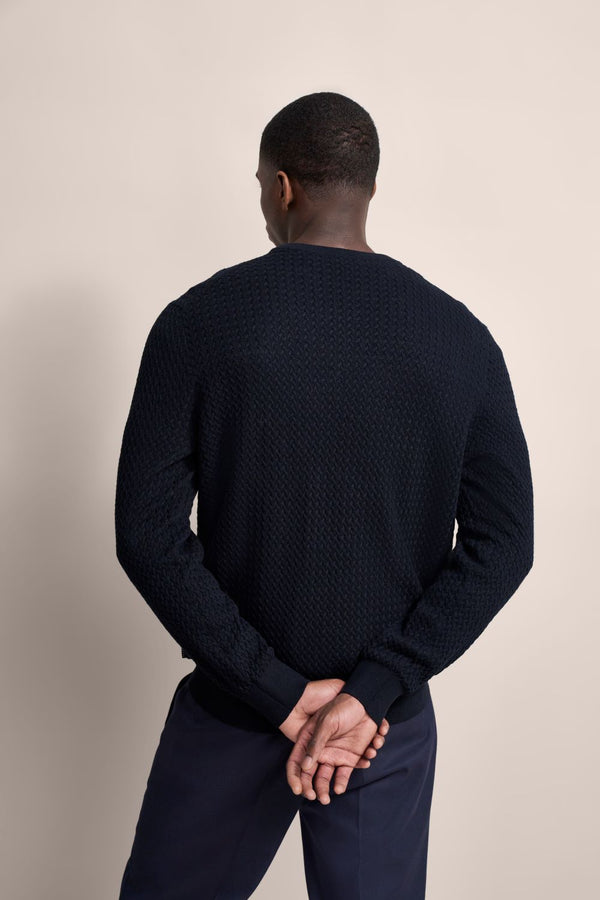 Bugatti Sweater Crew Neck | Navy - Caswell's Fine Menswear