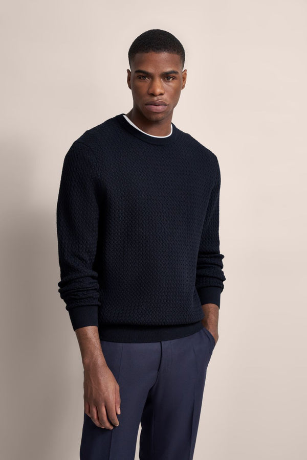 Bugatti Sweater Crew Neck | Navy - Caswell's Fine Menswear
