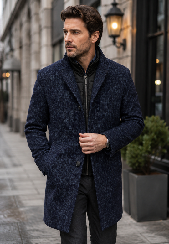 Bugatti Wool Over Coat | Navy