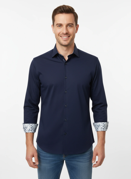 CEO Luxury Stretch Shirt Long Sleeve | Navy