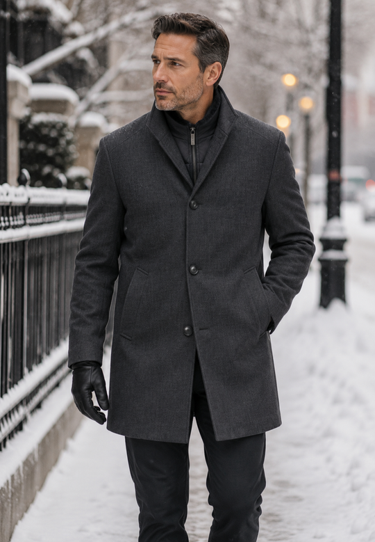 Bugatti Wool Over Coat | Dark Grey