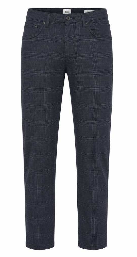 Brax High Flex Pant Muted Check Black Edition Chuck (07-5783) | Navy
