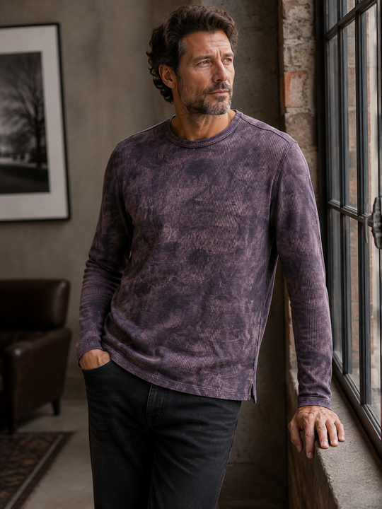 John Varvatos Parson Printed Textured Crew | Spruce