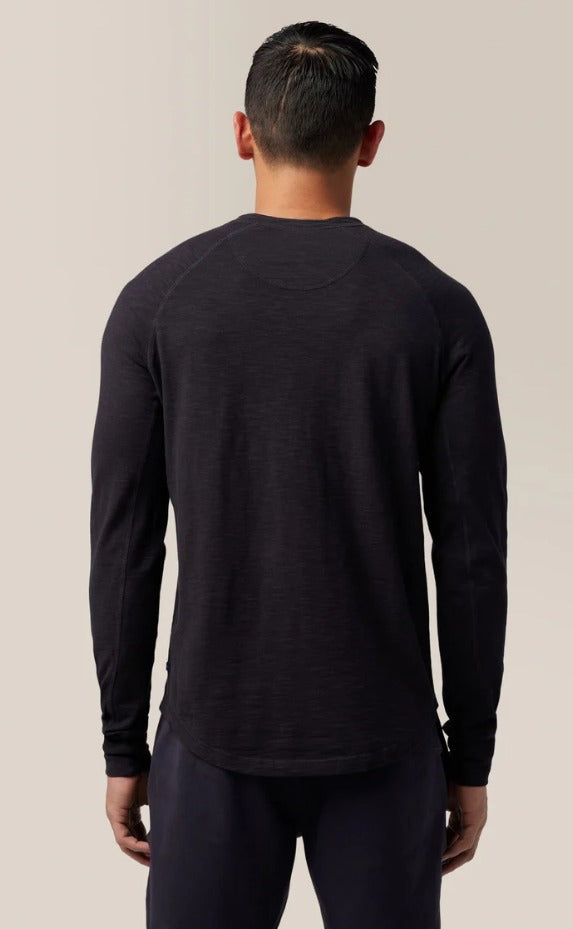 Good Man Brand Slub Henley | Black - Caswell's Fine Menswear