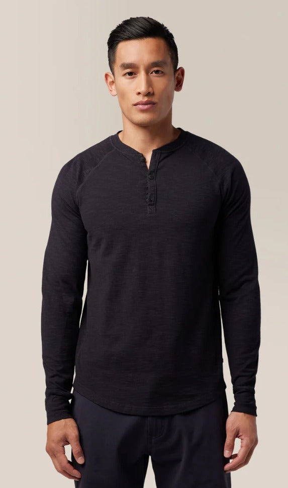 Good Man Brand Slub Henley | Black - Caswell's Fine Menswear