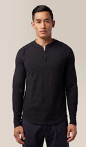 Good Man Brand Slub Henley | Black - Caswell's Fine Menswear