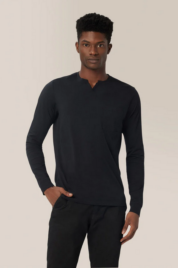 Good Man Victory V-Notch Long Sleeve Tee | Black - Caswell's Fine Menswear