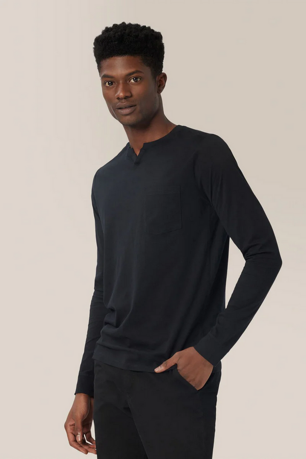 Good Man Victory V-Notch Long Sleeve Tee | Black - Caswell's Fine Menswear